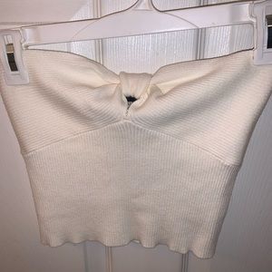 White strapless crop top